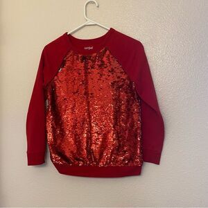 Cat & Jack Red reversible Sequin Sweatshirt Christmas Valentine’s Day L 10/12